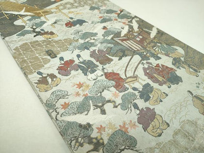 平和屋本店▼両面　全景全通柄袋帯　源氏物語絵巻　本金箔　正絹　逸品　DABI6919ps