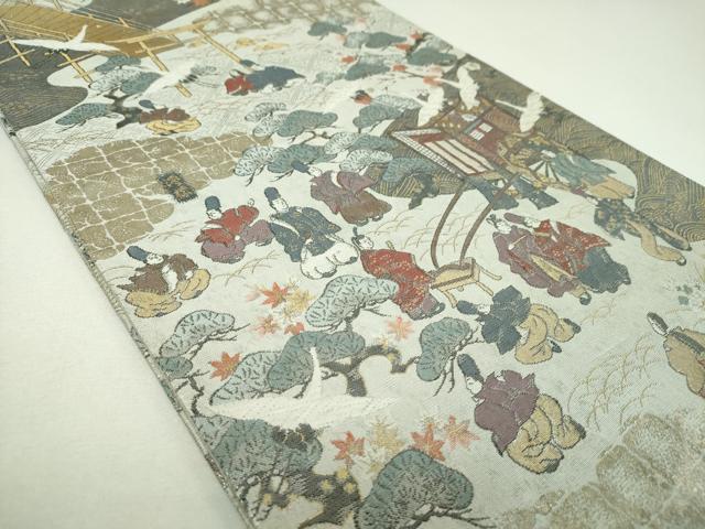 平和屋本店▼両面　全景全通柄袋帯　源氏物語絵巻　本金箔　正絹　逸品　DABI6919ps