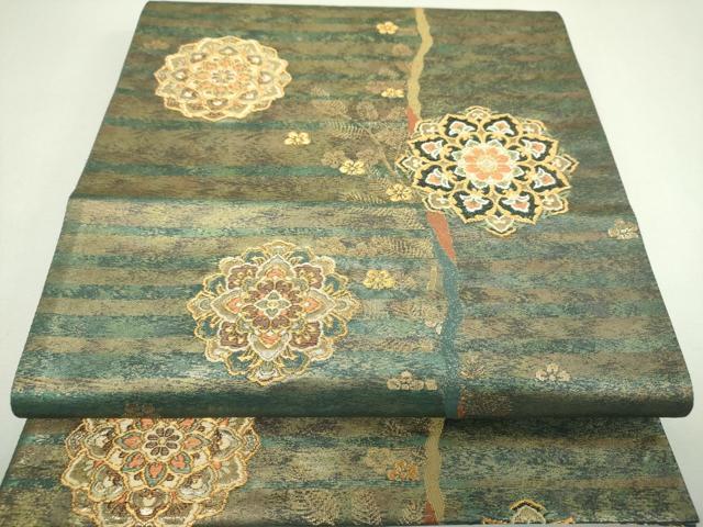 平和屋着物▼六通柄袋帯　正倉院花文　金銀糸　鈴乃屋扱い　正絹　逸品　DABI6924ps