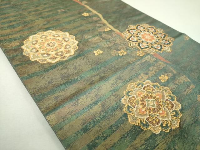 平和屋着物▼六通柄袋帯　正倉院花文　金銀糸　鈴乃屋扱い　正絹　逸品　DABI6924ps