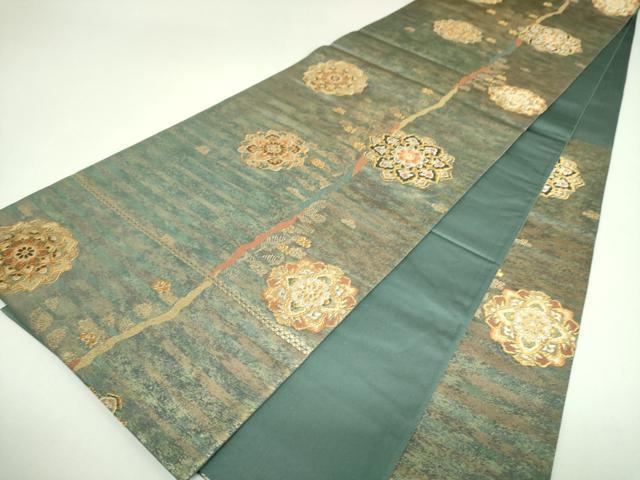 平和屋着物▼六通柄袋帯　正倉院花文　金銀糸　鈴乃屋扱い　正絹　逸品　DABI6924ps