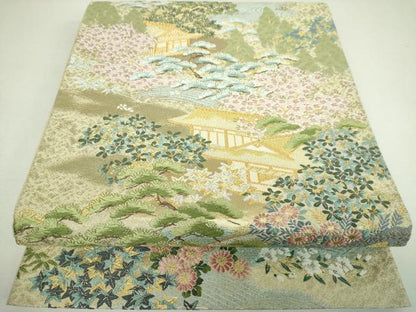 平和屋着物▼六通柄袋帯　唐織　平安名庭錦　金銀糸　正絹　逸品　DABI6938ps