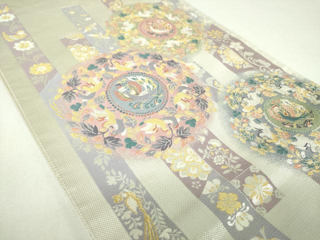 平和屋着物▼六通柄袋帯　正倉院写し　金銀糸　正絹　逸品　DABI6952ps