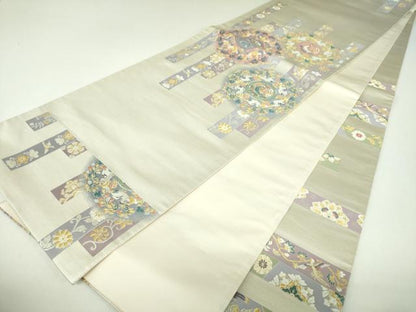 平和屋着物▼六通柄袋帯　正倉院写し　金銀糸　正絹　逸品　DABI6952ps