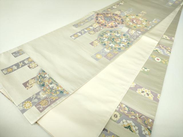 平和屋着物▼六通柄袋帯　正倉院写し　金銀糸　正絹　逸品　DABI6952ps