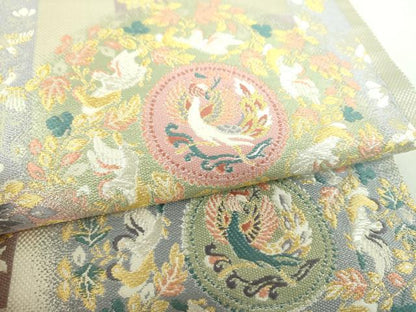 平和屋着物▼六通柄袋帯　正倉院写し　金銀糸　正絹　逸品　DABI6952ps