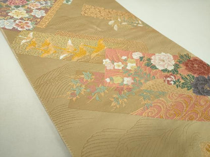 平和屋着物▼六通柄袋帯　唐織　華優美　金糸　正絹　逸品　DABI6961ps