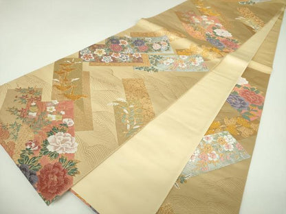 平和屋着物▼六通柄袋帯　唐織　華優美　金糸　正絹　逸品　DABI6961ps