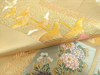 平和屋着物▼六通柄袋帯　唐織　華優美　金糸　正絹　逸品　DABI6961ps