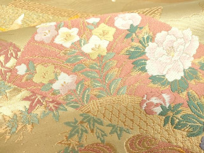 平和屋着物▼六通柄袋帯　唐織　華優美　金糸　正絹　逸品　DABI6961ps
