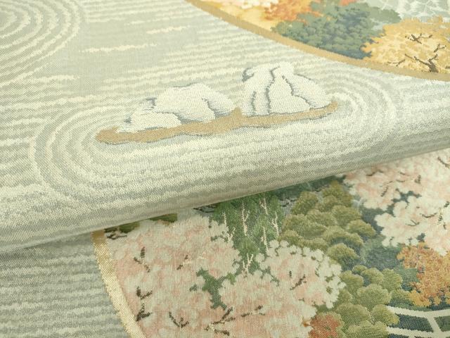 平和屋着物▼六通柄袋帯　石庭風景　金銀糸　正絹　逸品　DABI6967ps