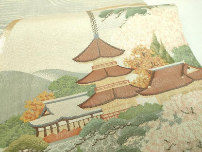 平和屋着物▼六通柄袋帯　石庭風景　金銀糸　正絹　逸品　DABI6967ps