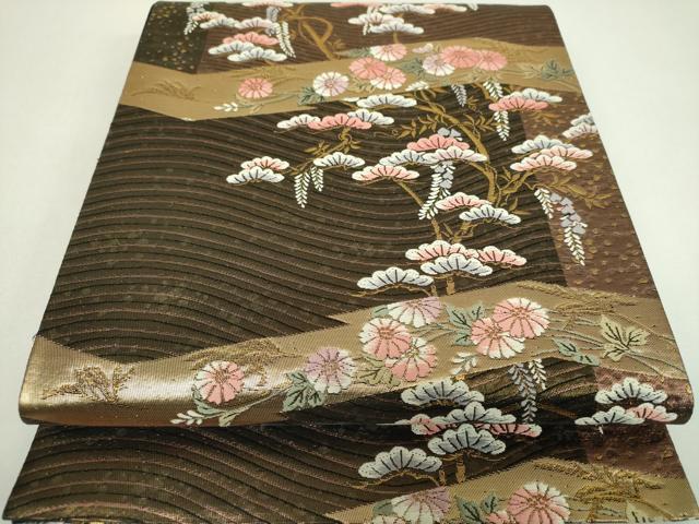 平和屋着物▼六通柄袋帯　唐織　吉祥花文　金糸　正絹　逸品　DABI6997ps