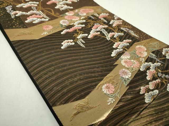 平和屋着物▼六通柄袋帯　唐織　吉祥花文　金糸　正絹　逸品　DABI6997ps