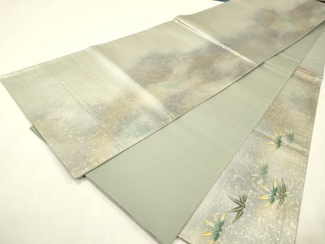 平和屋着物▼太鼓柄袋帯　手描き　松竹梅　金銀彩　引箔　正絹　逸品　DABI7008fe