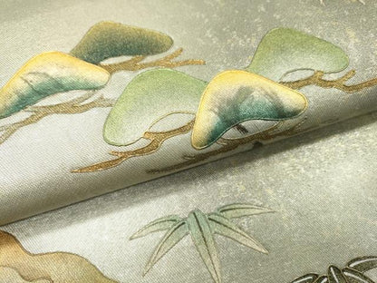 平和屋着物▼太鼓柄袋帯　手描き　松竹梅　金銀彩　引箔　正絹　逸品　DABI7008fe