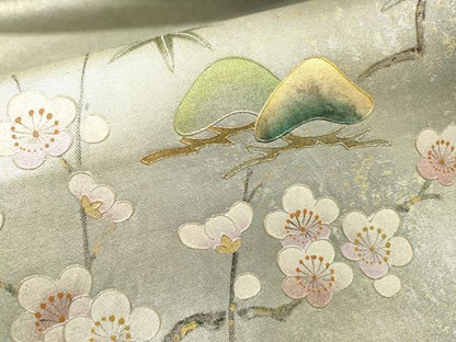 平和屋着物▼太鼓柄袋帯　手描き　松竹梅　金銀彩　引箔　正絹　逸品　DABI7008fe