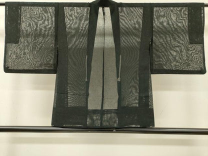 平和屋着物▽羽織　スリーシーズン　春夏秋　塵除け　楓文　黒地　正絹　逸品　DABI7010fe