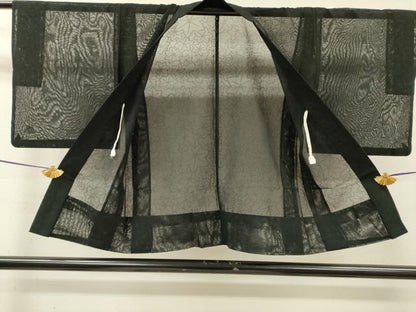 平和屋着物▽羽織　スリーシーズン　春夏秋　塵除け　楓文　黒地　正絹　逸品　DABI7010fe