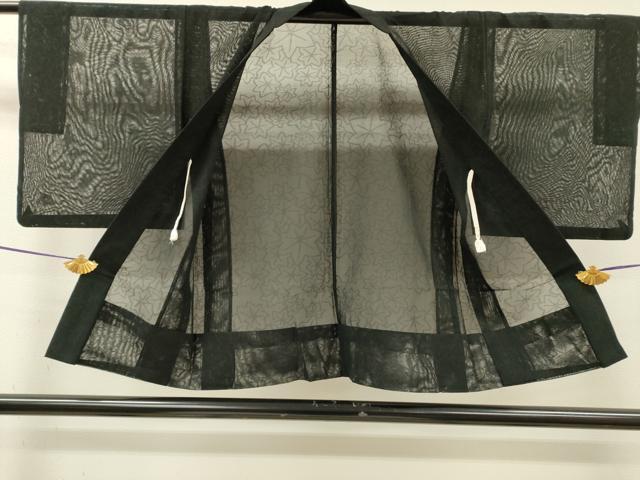 平和屋着物▽羽織　スリーシーズン　春夏秋　塵除け　楓文　黒地　正絹　逸品　DABI7010fe