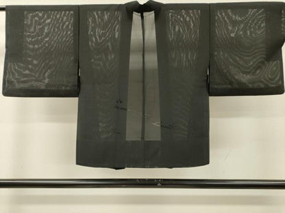 平和屋着物▽羽織　スリーシーズン　春夏秋　塵除け　枝花　黒地　正絹　逸品　DABI7011fe