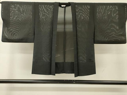 平和屋着物▽羽織　スリーシーズン　春夏秋　塵除け　枝花　黒地　正絹　逸品　DABI7011fe