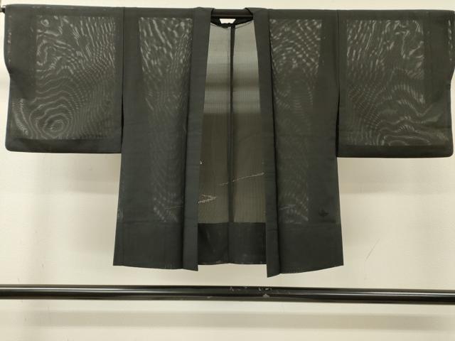 平和屋着物▽羽織　スリーシーズン　春夏秋　塵除け　枝花　黒地　正絹　逸品　DABI7011fe