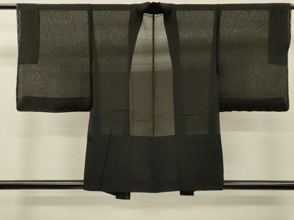平和屋着物▽羽織　スリーシーズン　春夏秋　塵除け　菱文　黒地　正絹　逸品　未使用　DABI7013fe