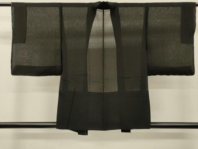 平和屋着物▽羽織　スリーシーズン　春夏秋　塵除け　菱文　黒地　正絹　逸品　未使用　DABI7013fe