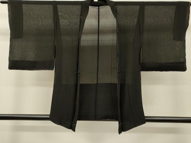 平和屋着物▽羽織　スリーシーズン　春夏秋　塵除け　菱文　黒地　正絹　逸品　未使用　DABI7013fe