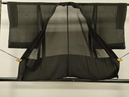 平和屋着物▽羽織　スリーシーズン　春夏秋　塵除け　菱文　黒地　正絹　逸品　未使用　DABI7013fe