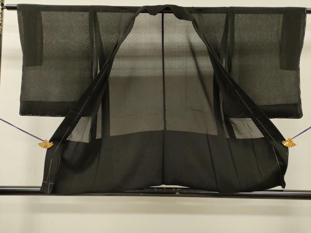 平和屋着物▽羽織　スリーシーズン　春夏秋　塵除け　菱文　黒地　正絹　逸品　未使用　DABI7013fe