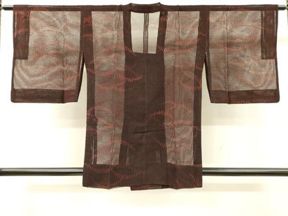 平和屋着物▽道行コート　スリーシーズン　春夏秋　塵除け　流線文　正絹　逸品　DABI7018fe
