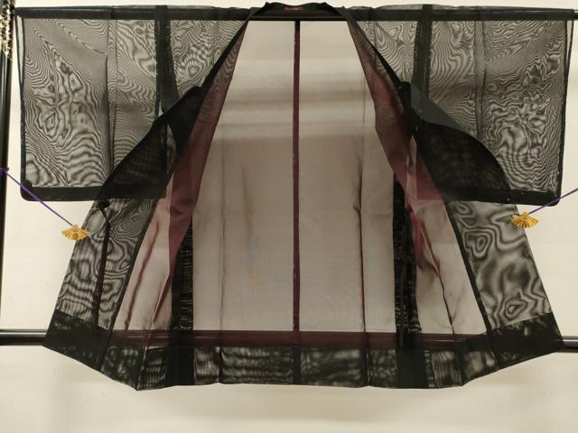 平和屋着物▽道行コート　スリーシーズン　春夏秋　塵除け　黒地　正絹　逸品　DABI7019fe