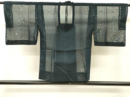 平和屋着物▽道行コート　スリーシーズン　春夏秋　塵除け　鉄紺色　正絹　逸品　DABI7021fe