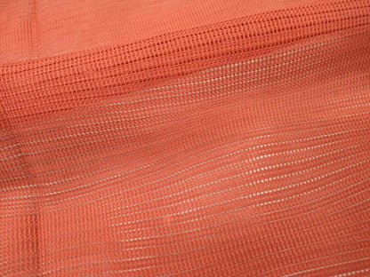 平和屋着物▽道行コート　スリーシーズン　春夏秋　塵除け　よろけ縞　赤丹色　正絹　逸品　DABI7025fe