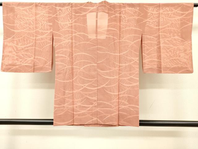 平和屋着物▽道行コート　スリーシーズン　春夏秋　塵除け　芝文　一斤染色　正絹　逸品　DABI7026fe