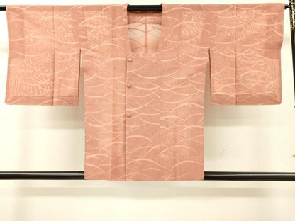 平和屋着物▽道行コート　スリーシーズン　春夏秋　塵除け　芝文　一斤染色　正絹　逸品　DABI7026fe