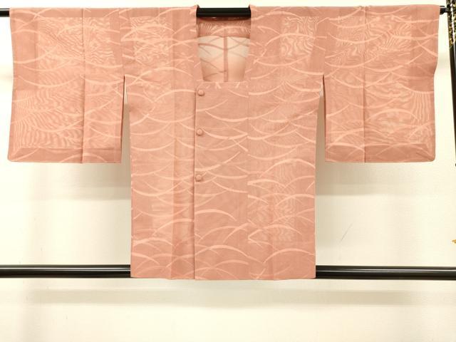 平和屋着物▽道行コート　スリーシーズン　春夏秋　塵除け　芝文　一斤染色　正絹　逸品　DABI7026fe