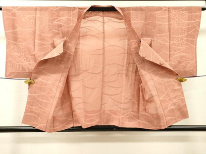 平和屋着物▽道行コート　スリーシーズン　春夏秋　塵除け　芝文　一斤染色　正絹　逸品　DABI7026fe