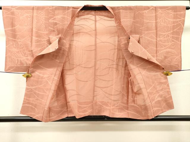 平和屋着物▽道行コート　スリーシーズン　春夏秋　塵除け　芝文　一斤染色　正絹　逸品　DABI7026fe