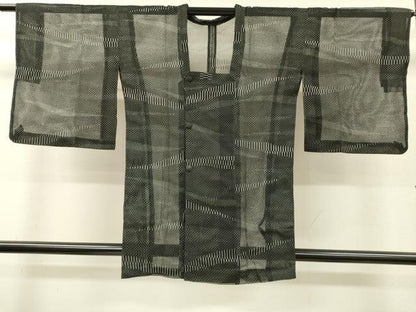 平和屋着物▽道行コート　スリーシーズン　春夏秋　塵除け　幾何学文　正絹　逸品　DABI7030fe
