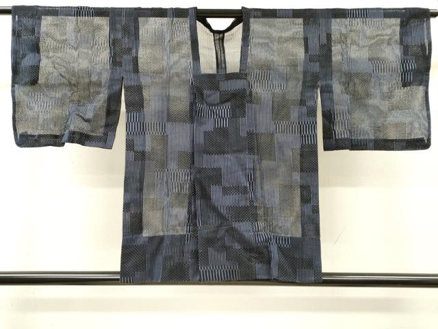 平和屋着物▽道行コート　スリーシーズン　春夏秋　塵除け　幾何学文　正絹　逸品　DABI7031fe