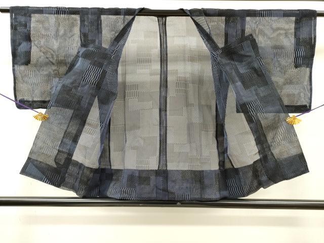 平和屋着物▽道行コート　スリーシーズン　春夏秋　塵除け　幾何学文　正絹　逸品　DABI7031fe