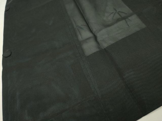 平和屋着物▽道行コート　スリーシーズン　春夏秋　塵除け　笹文　黒地　正絹　逸品　未使用　DABI7033fe