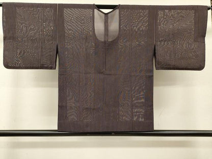 平和屋着物▽道行コート　スリーシーズン　春夏秋　塵除け　二重紗　縞　正絹　逸品　DABI7034fe