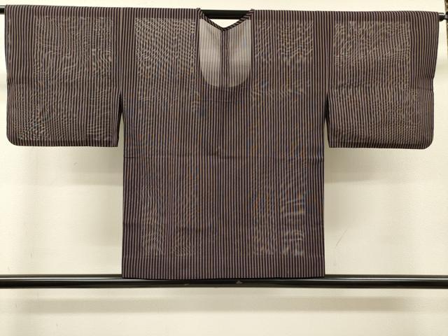 平和屋着物▽道行コート　スリーシーズン　春夏秋　塵除け　二重紗　縞　正絹　逸品　DABI7034fe