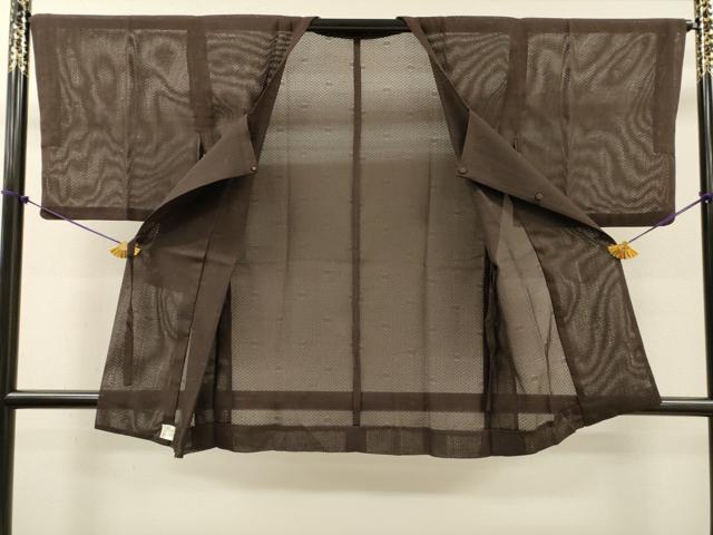 平和屋着物▽道行コート　スリーシーズン　春夏秋　塵除け　丸文　鉄黒色　正絹　逸品　DABI7036fe