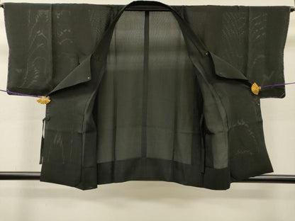 平和屋着物▽道行コート　スリーシーズン　春夏秋　塵除け　絽　黒地　正絹　逸品　DABI7040fe