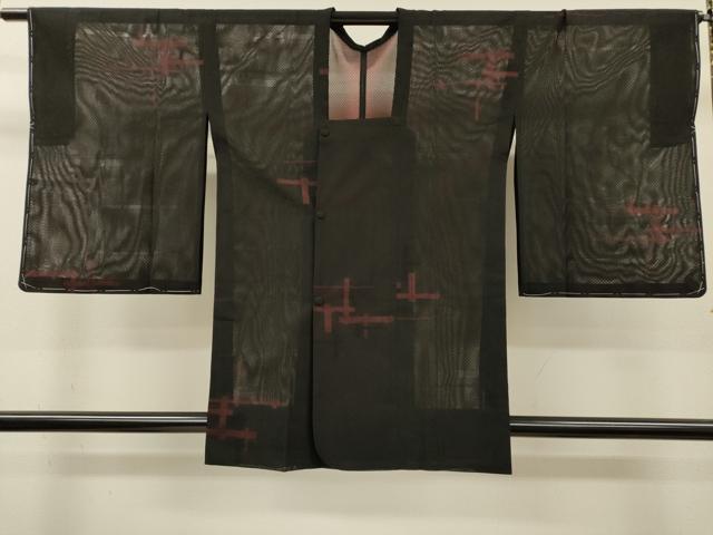 平和屋着物▽道行コート　スリーシーズン　春夏秋　塵除け　十字絣　正絹　逸品　未使用　DABI7042fe